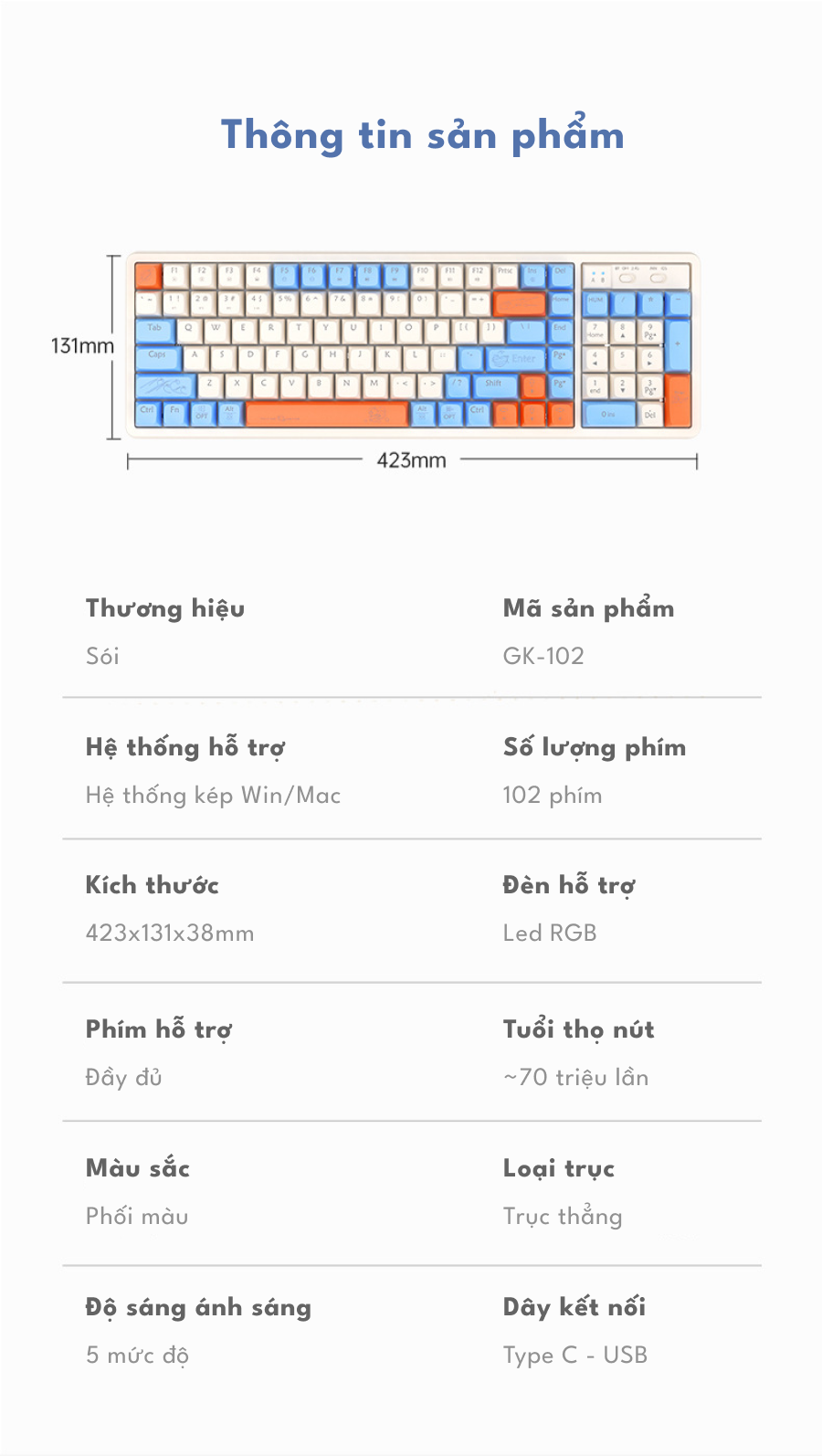 Bàn phím cơ Langtu GK102