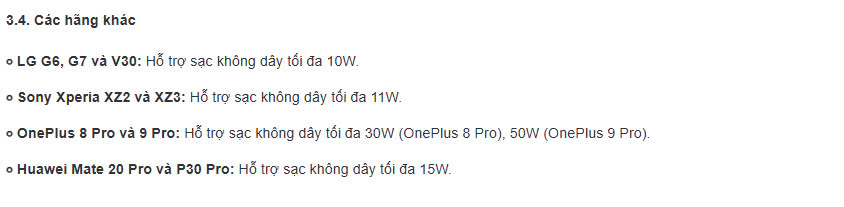 hỗ trợ sạc không dây
