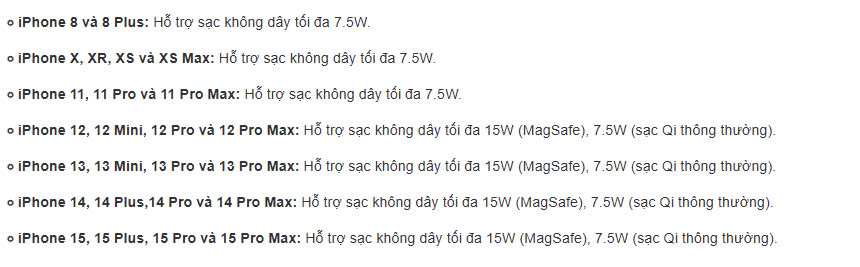 hỗ trợ sạc không dây