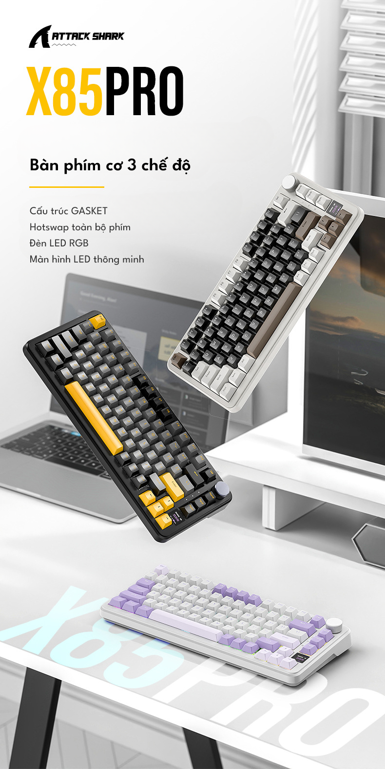 Bàn phím cơ Attack Shark X85 PRO
