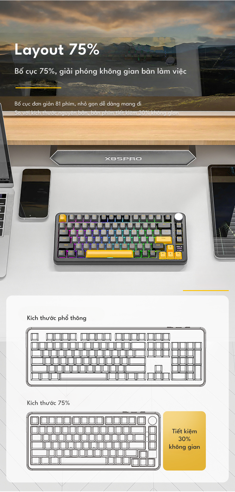 Bàn phím cơ Attack Shark X85 PRO