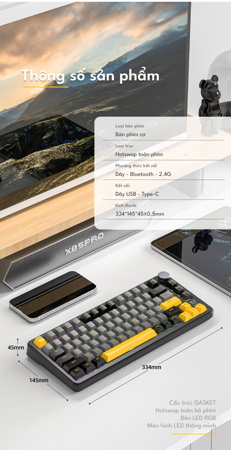Bàn phím cơ Attack Shark X85 PRO