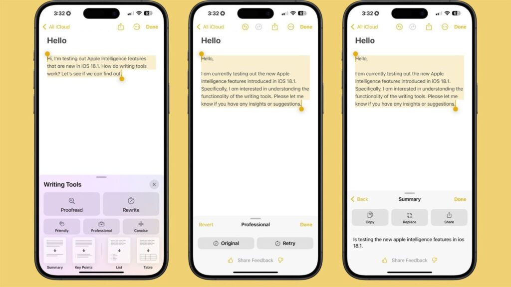 iOS18 công cụ hỗ trợ viết