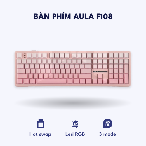 Bàn phím Driver Aula F108 - Polar Pink - quà tặng