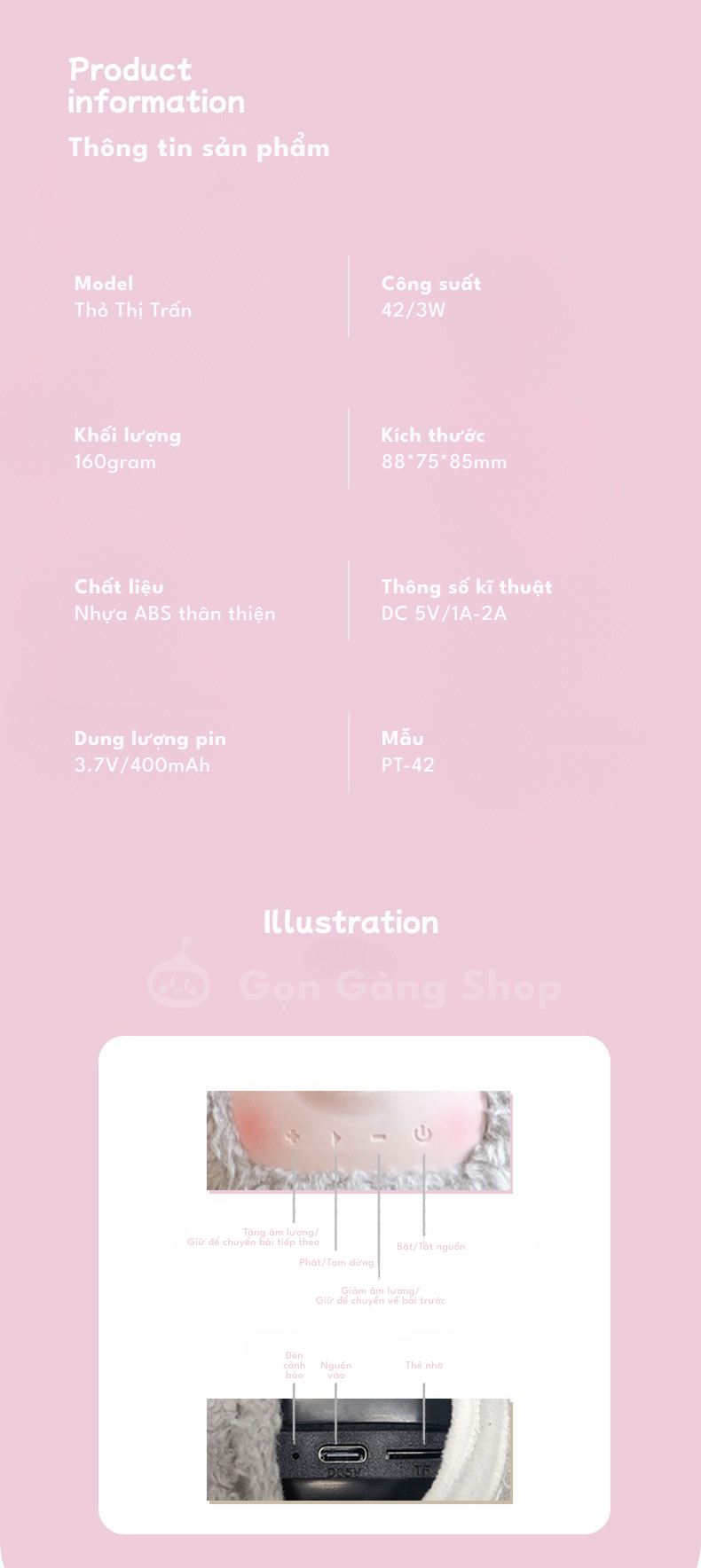 Loa mini bluetooth Thỏ Thị Trấn