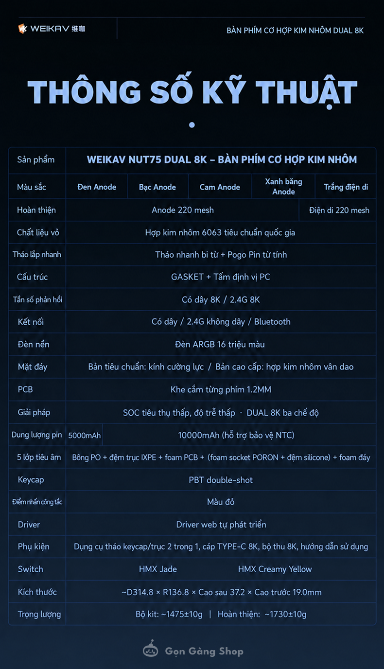 Bàn phím cơ Weikav Nut75